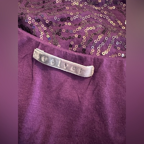 VELVET Graham Spencer Larissa Sequin Dress Scoop Ruched Party Cocktail Purple - Picture 7 of 10